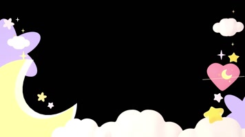 梦幻卡通月亮云朵边框