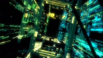 赛博朋克 飞行穿梭 未来高科技  