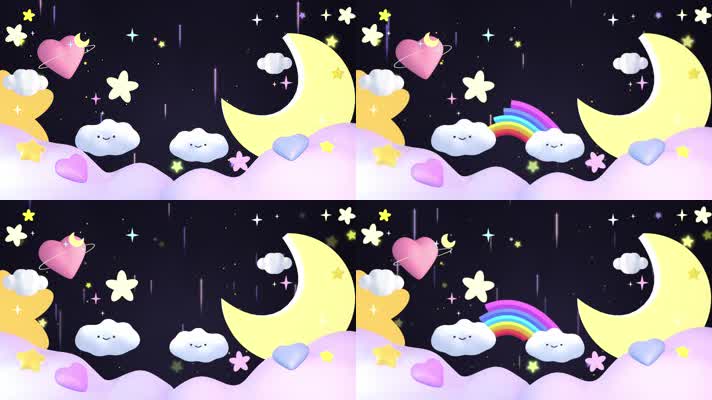 卡通可爱月亮星星云朵