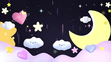 卡通可爱月亮星星云朵