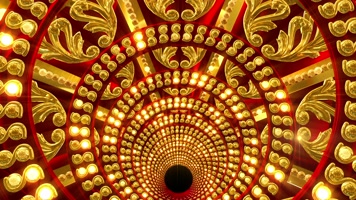 金色万花筒 隧道 闪耀  