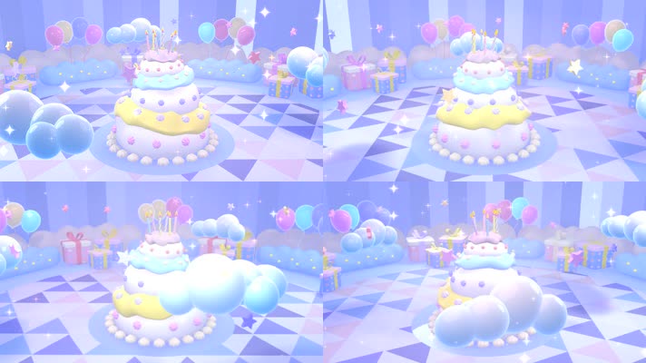 卡通生日蛋糕梦幻背景