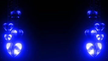 浪漫发光蓝色 心形 爱心 旋转  视频背