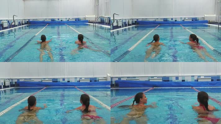 美女游泳池游泳