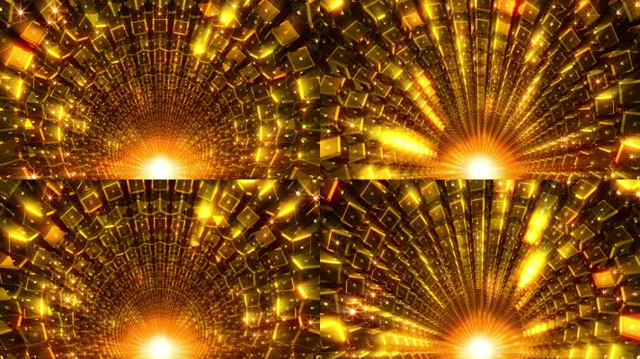 金色隧道穿梭 华丽 闪耀 奢华变幻  