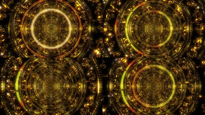 金色旋转隧道 华丽 闪耀 奢华变幻  