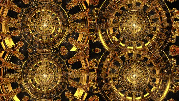 金色隧道穿梭 华丽 闪耀  