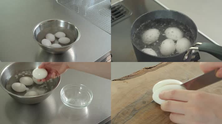 煮鸡蛋剥鸡蛋鸡蛋皮小锅沸水