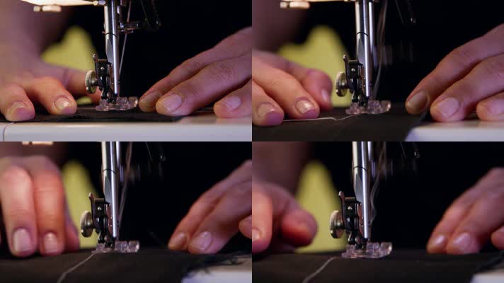 裁缝用缝纫机缝制衣服