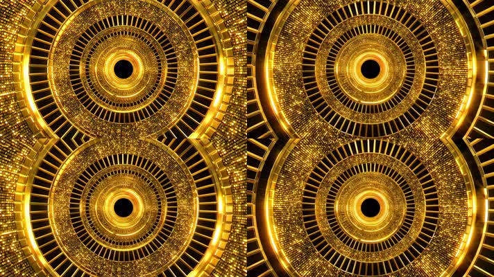 金色水晶隧道旋转 华丽璀璨 