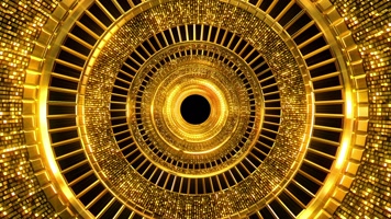 金色水晶隧道旋转 华丽璀璨 