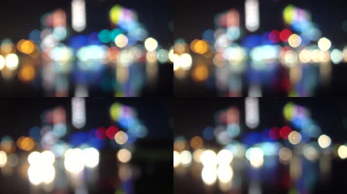 下雨天路灯车灯