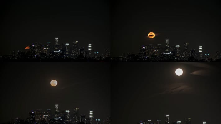 中秋节城市月亮升起延时