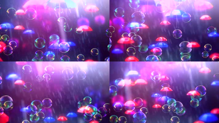 雨中小伞和泡泡