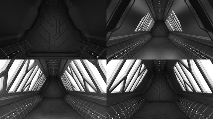 科技感金色质感飞船隧道穿梭开场