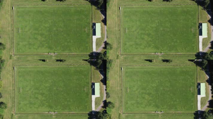 足球场绿草体育法国无人机的空中顶视图晴天