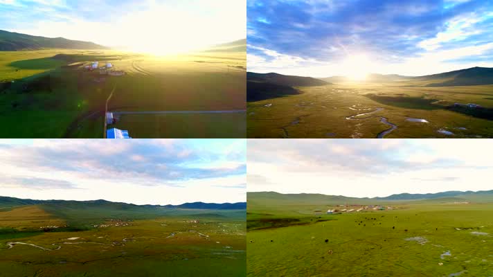 航拍蒙古草原