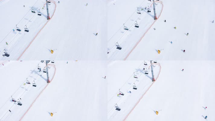 滑雪场的空中高空滑坡-滑雪缆车