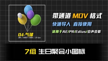 7组带通道生日聚会场景工具动态小图标