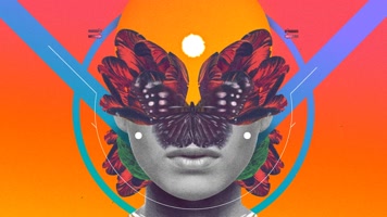 迷幻蝴蝶女性人脸