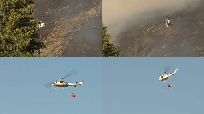 直升飞机灭火 田野起火 