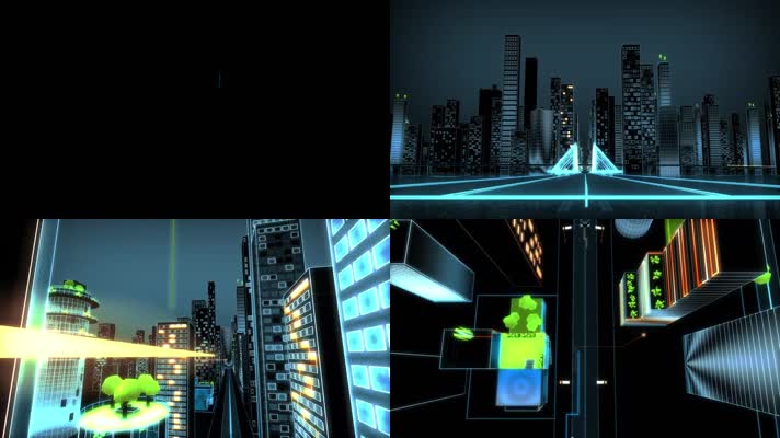 城市建筑三维漫游动画商务科技栏目包装背景