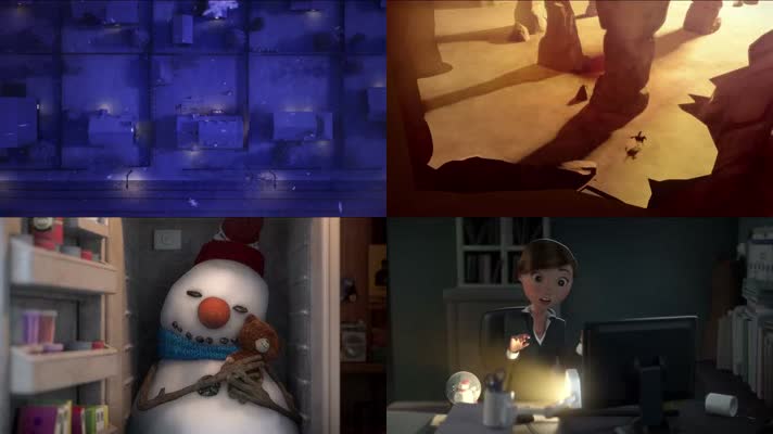 小女孩和雪人动画