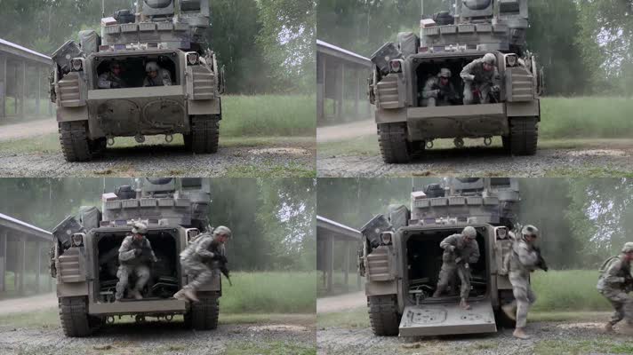 军队 演习 士兵 装甲车  