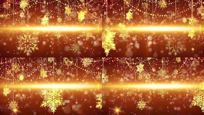 金色粒子雪花视频背景