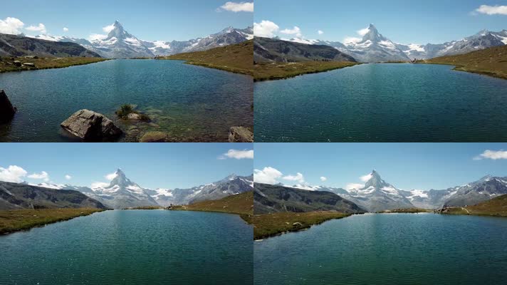 4k航拍瑞士施泰利湖面镜头穿梭