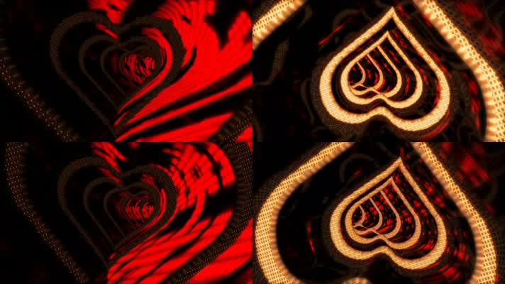 闪烁金色心形隧道穿梭