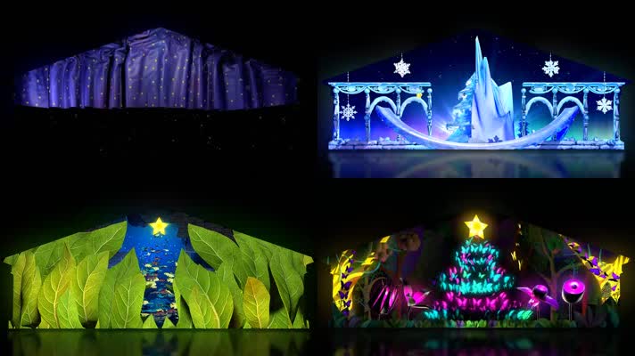 圣诞节儿童卡通3D全息投影3D户外投影