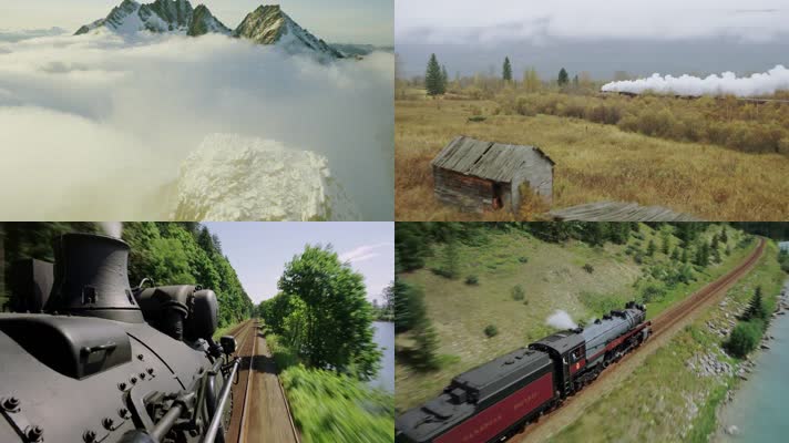 西伯利亚大铁路奔跑的火车震撼航拍