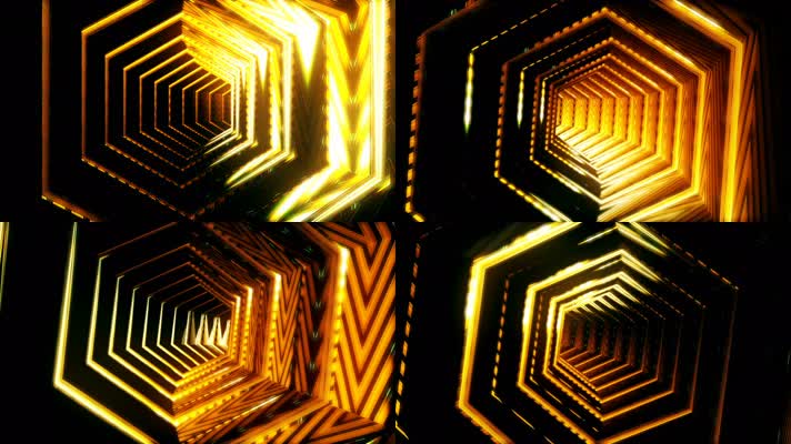 动感金色图形隧道穿梭