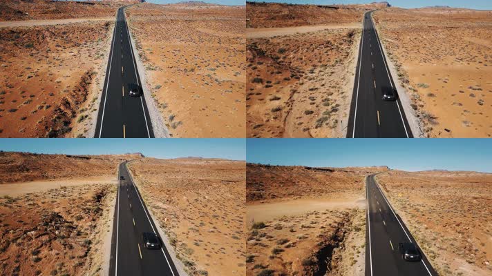 航拍高速公路 沙漠道路 