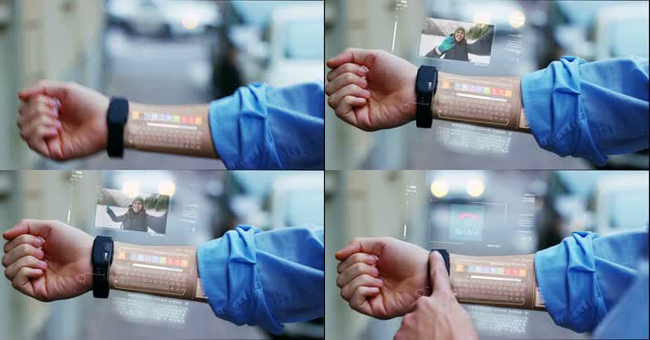 智能手表 绿屏手表 高科技通讯 