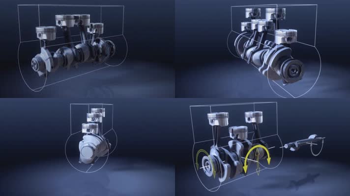 涡轮增压发动机引擎3d动画特效背景,其它特效背景下载,凌点视频素材网