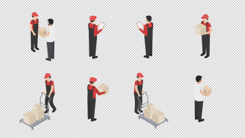 MG动漫卡通人物快递员仓库管理员场景动画