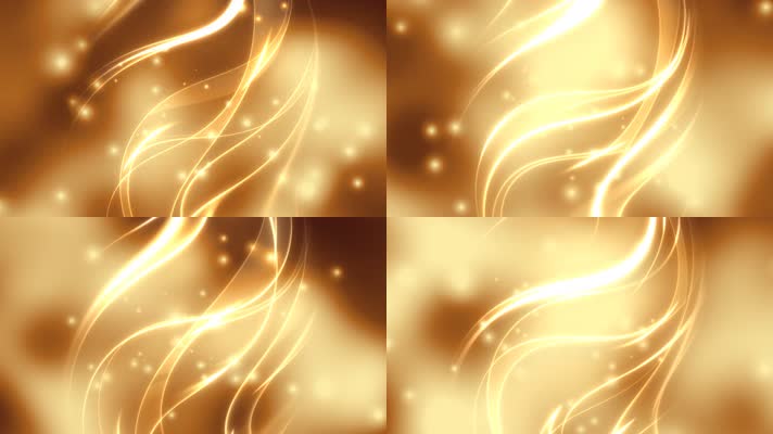 唯美波浪粒子KV金色光晕背景