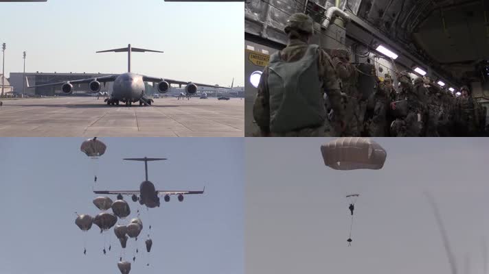C-17运输机美国伞兵跳伞训练