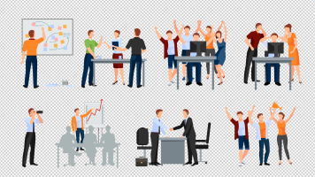 MG带通道卡通人物动画职场办公室职员创业