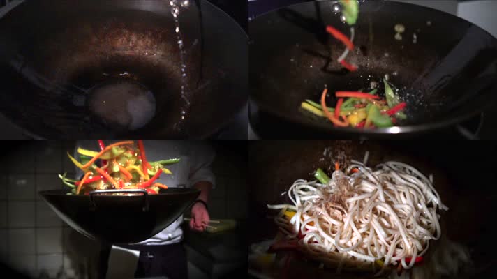 炒菜做饭高速升格拍摄面食制作