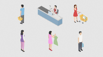 MG动漫卡通人物购物超市服饰店便利店场景