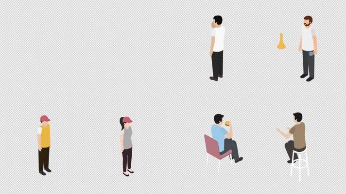 MG动漫卡通人物咖啡厅快餐店售货员