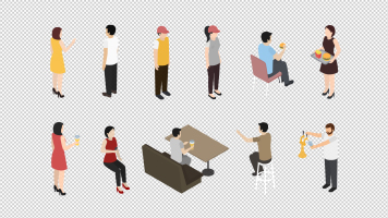 MG动漫卡通人物咖啡厅快餐店售货员