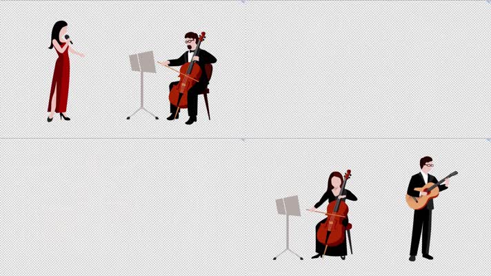 MG带通道卡通人物动画音乐表演者演奏乐器