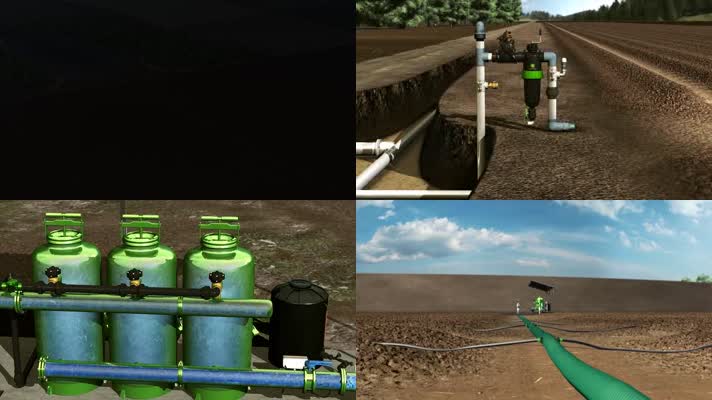 农业作物水利灌溉3D动画
