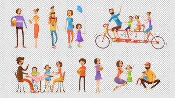 MG卡通人物动画幸福一家人亲子旅游