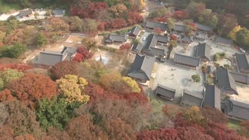 航拍金秋季节风景区