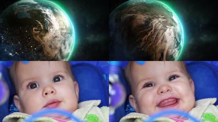 地球旋转宝贝婴儿